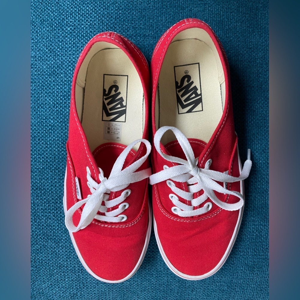 Vans Red Canvas Sneakers with White Laces